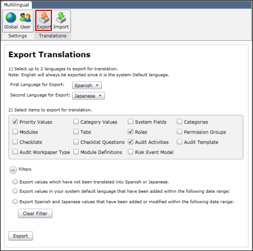 Importing language translations