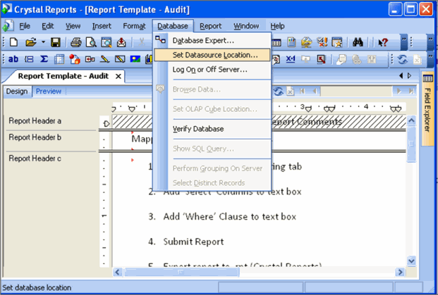 Core Reporting Model - Set Datasource Location