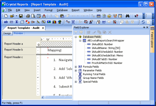 Core Reporting Model - Field Explorer