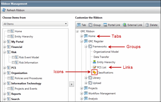 Ribbon Management Screen