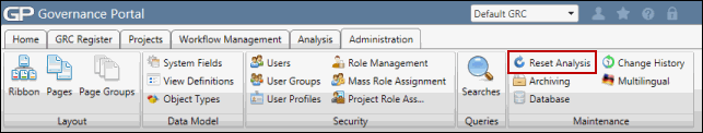 Reset Analysis Navigation