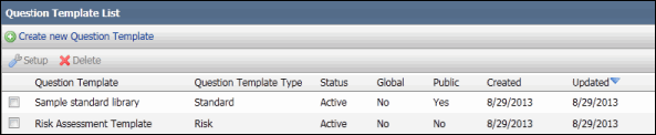 AM 4.0 - Libraries - Question Template List