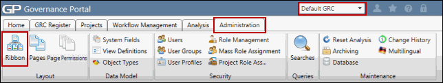 Ribbon Management - Navigation - Default GRC