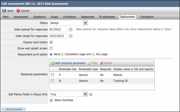 Deployment tab - Object Based Assessments