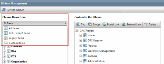 ribbon management - Items