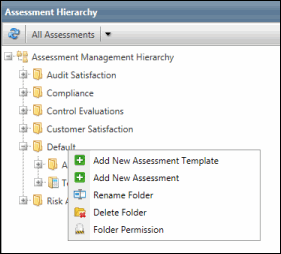 assessmnt hierarchy folder options