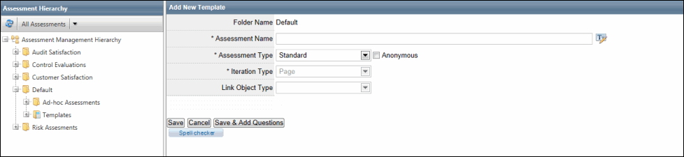 create assessment template