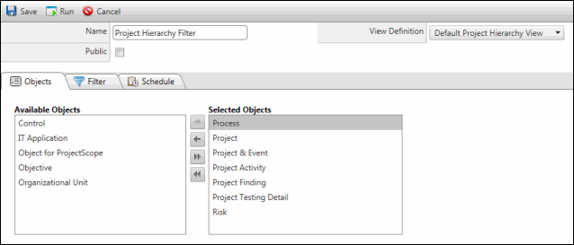 project hierarchy filter