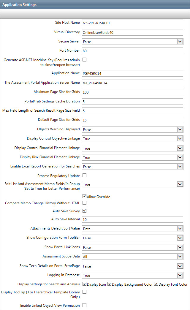 Application Settings - General