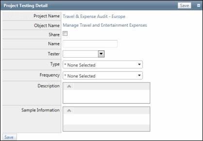 Audit Testing Details Form