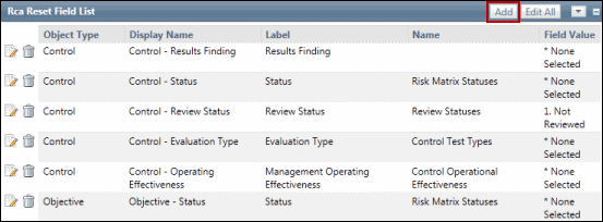 Reset Field List