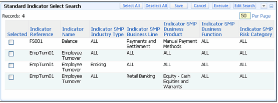 Standard Indicator Select Search