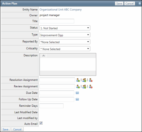 Add Action Plans - form