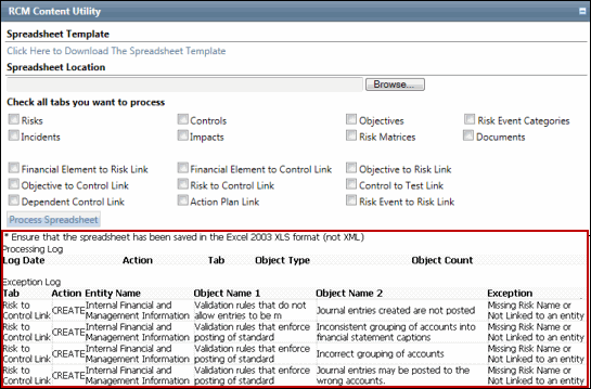 RCM Content Utility - Log